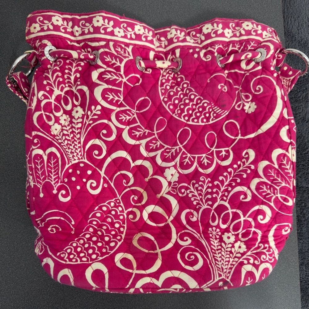 Vera Bradley (retired) Twirly Bird Pink Drawstring Bag - Picture 9 of 10